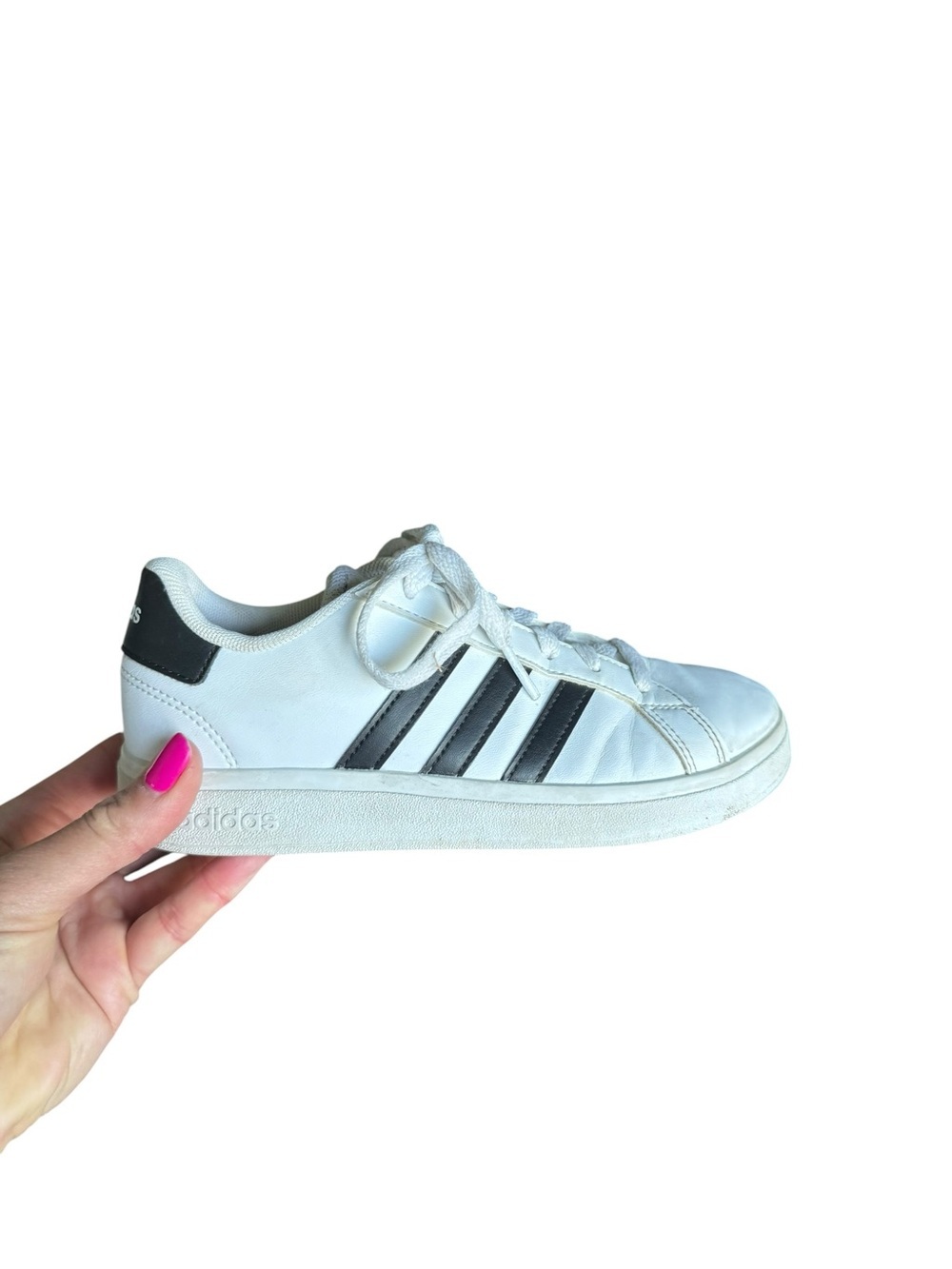 Adidas Kids White Black Stripe Sneakers Size 3 Youth Classic Courtcore